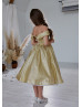 Gold Glitter Off Shoulder Flower Girl Dress